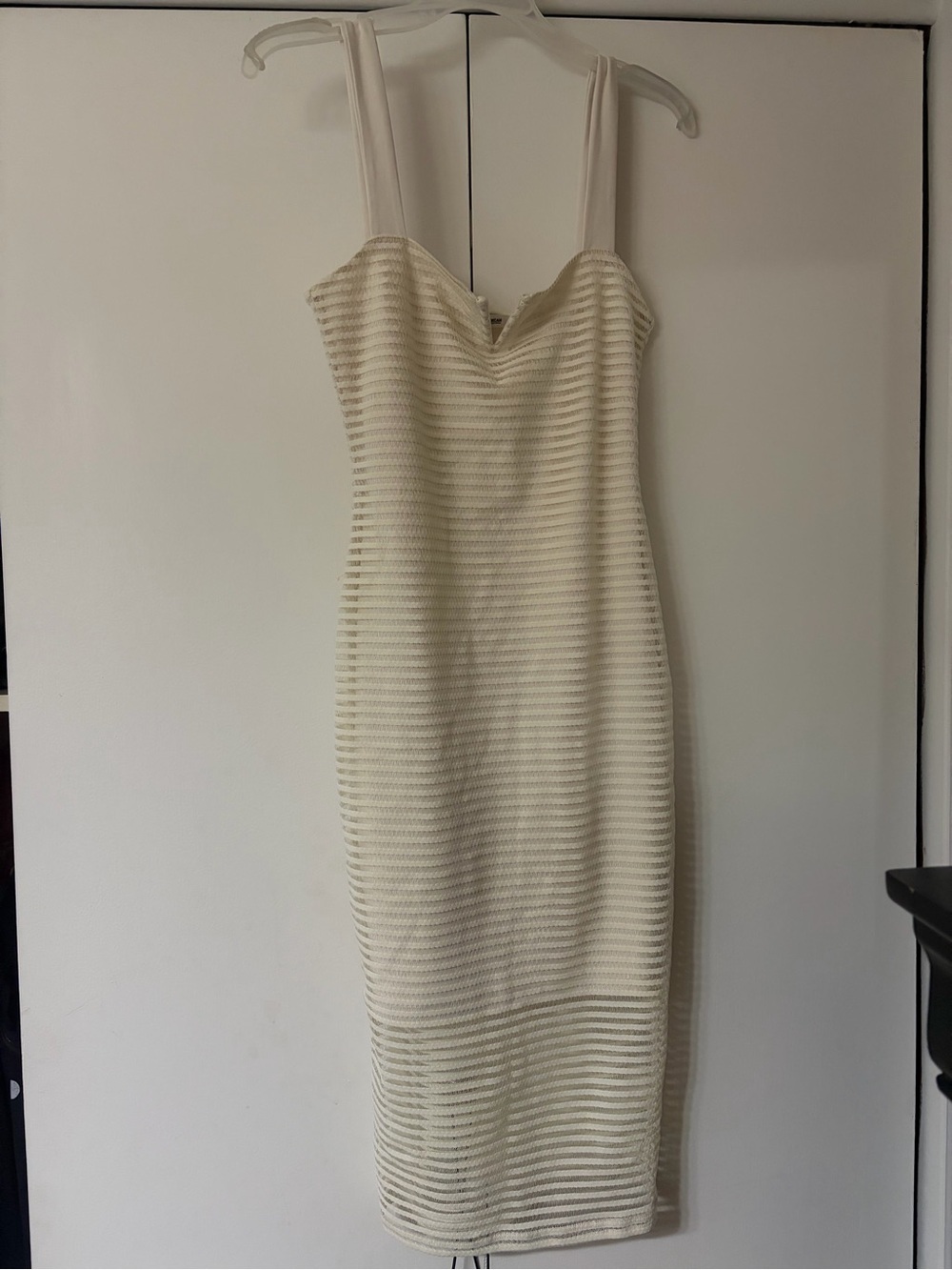 Good American Ivory Textured Midi Dress